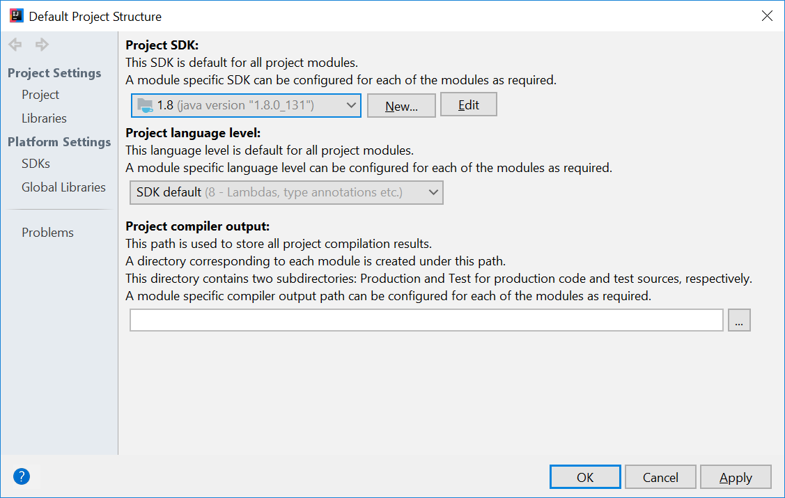 JDK 8 under Project Structure